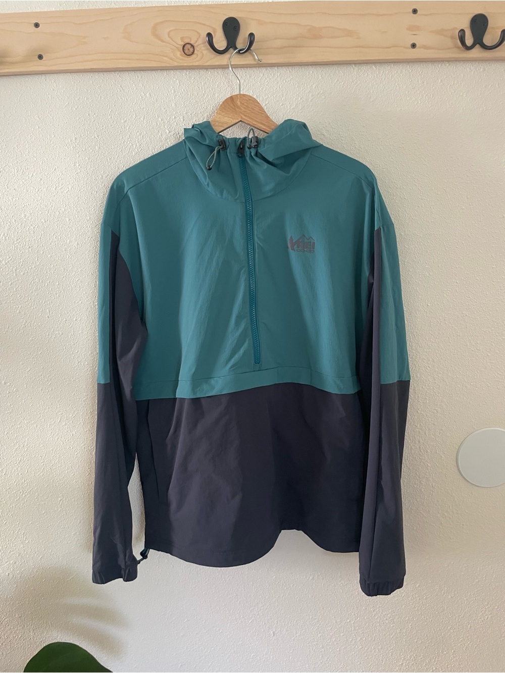 REI Co-Op Trailmade Soft Shell Anorak Jacket Blue Outdoor Hike Camp